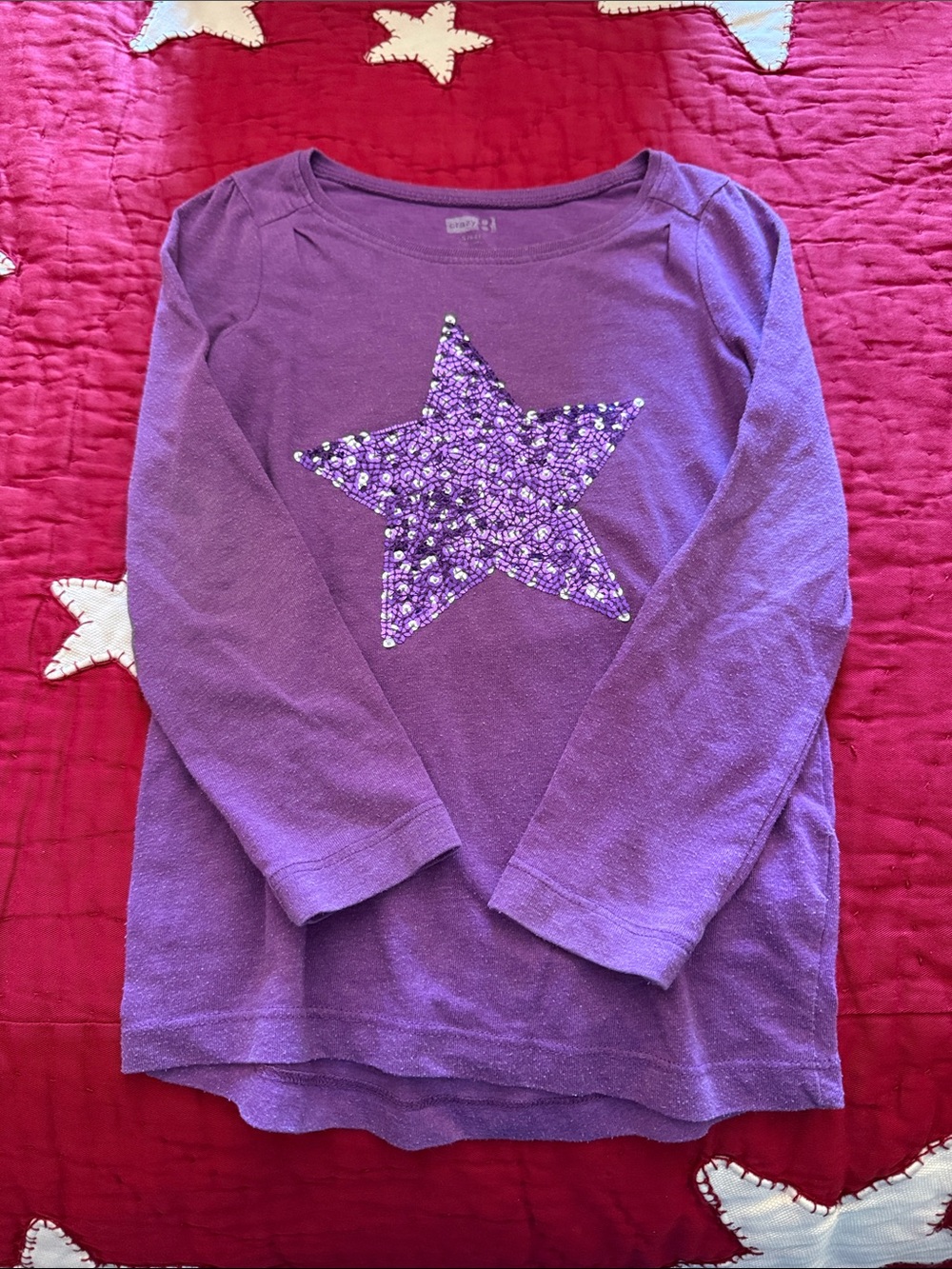 Crazy 8 Purple Sequin Star Long-Sleeve Top